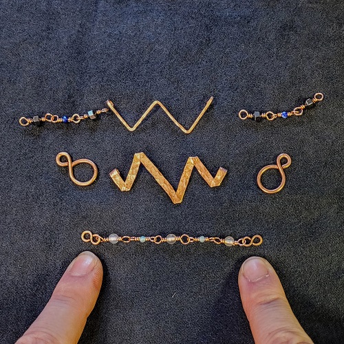 Jennifer Brooks's Alaskan Range Necklace - , Contemporary Wire Jewelry, Making Chain, Chain Making , Loops, Wire Loop, Wrapped Wire Loop, Texturing, , Time to assemble your necklace centerpiece